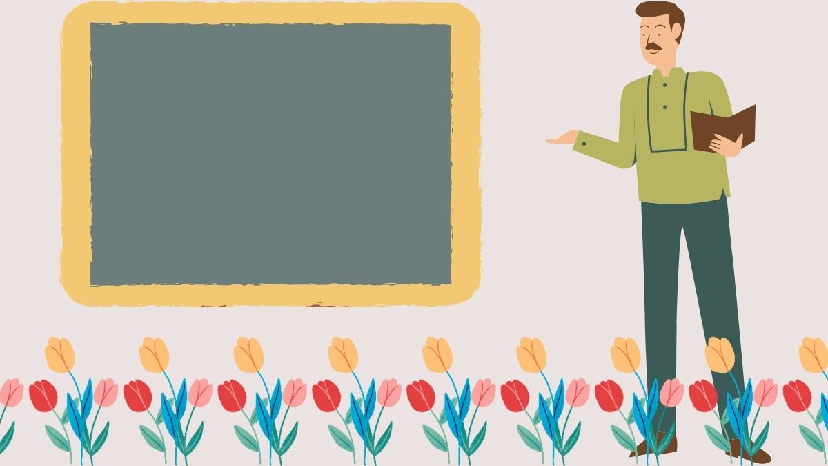 powerpoint-8-3-78 Hình nền lớp học với bảng đen, người cầm sách, hoa tulip, độ phân giải 1080x1920, chất lượng HD.