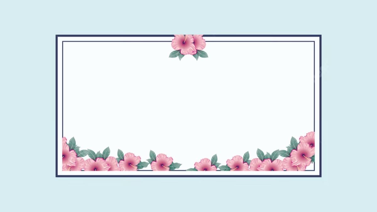 Hình nền hoa hồng pastel, viền xanh thanh lịch, độ phân giải 1080x1920, chất lượng HD, thiết kế tối giản.