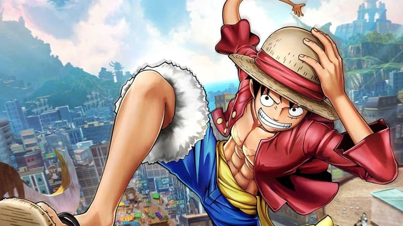 Hình nền anime phiêu lưu hấp dẫn, độ phân giải 1080x1920, chất lượng HD, nhân vật hoạt hình nổi bật giữa thành phố.