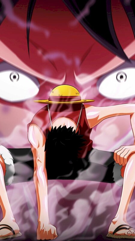 Hình nền anime mạnh mẽ, nhân vật đội mũ rơm, hiệu ứng khói, độ phân giải 1080x1920, chất lượng HD.