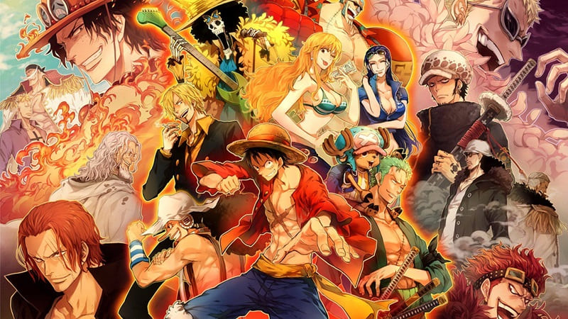 Hình nền anime sống động với nhiều nhân vật, độ phân giải 1080x1920, chất lượng HD, chủ đề phiêu lưu cuốn hút.