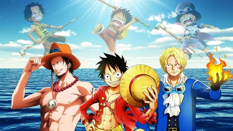 Hình nền anime sống động trên biển, độ phân giải 450x800, chất lượng HD, chủ đề phiêu lưu và tình bạn.