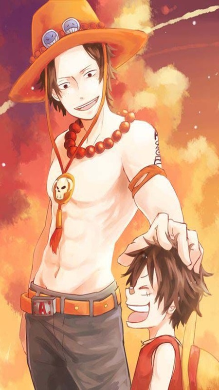 Hình nền anime anh trai và em trai, nụ cười hạnh phúc, màu sắc ấm áp, độ phân giải 1080x1920, chất lượng HD.