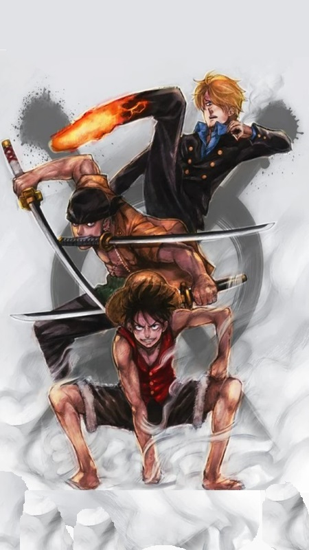 Hình nền anime hành động ấn tượng với ba nhân vật, độ phân giải 1080x1920, chất lượng HD, phong cách mạnh mẽ.