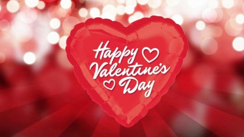 Hình nền Valentine trái tim đỏ lấp lánh, chữ "Happy Valentine's Day", độ phân giải 1080x1920, chất lượng HD.