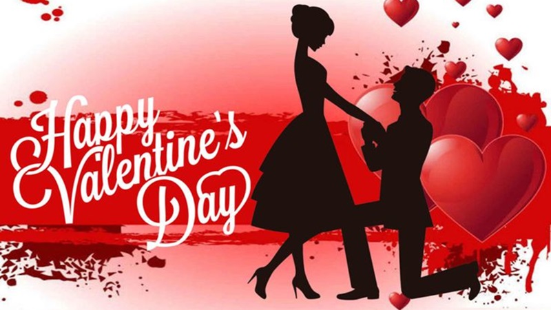 Hình nền lãng mạn chủ đề Valentine, đôi tình nhân, nền đỏ trái tim, độ phân giải 1080x1920, chất lượng HD.