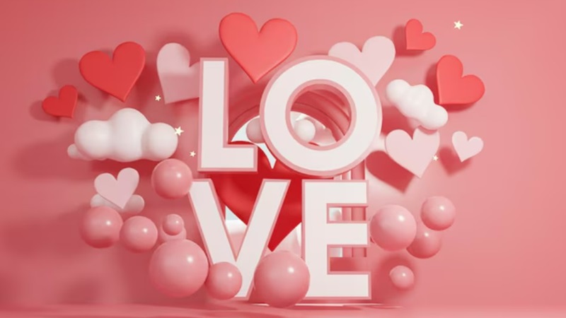 Hình nền tình yêu 3D với chữ "LOVE" và trái tim, độ phân giải 1080x1920, chất lượng HD, chủ đề lãng mạn.