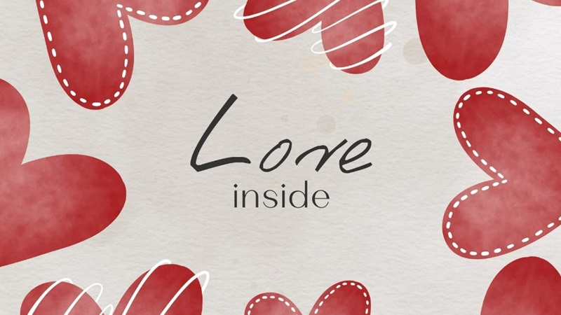 Hình nền trái tim đỏ nghệ thuật, chữ "Love inside", độ phân giải 450x800, chất lượng HD, chủ đề tình yêu.