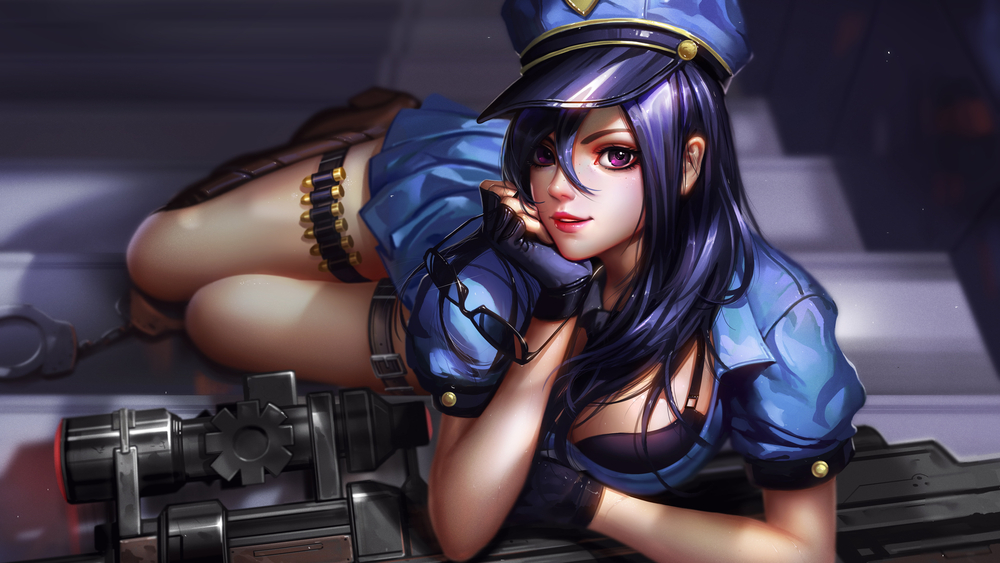 Anime nữ cảnh sát quyến rũ, nền tảng hiện đại, chất lượng HD, độ phân giải 1080x1920, hình nền phong cách.