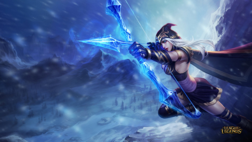 Nữ cung thủ huyền thoại trong khung cảnh băng giá, độ phân giải 1080x1920, hình nền game HD sống động.