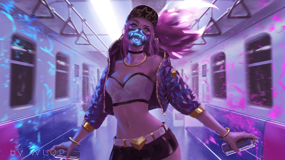 Nữ chiến binh cyberpunk trong tàu điện ngầm, ảnh 1080x1920, chất lượng HD, phong cách neon nghệ thuật.