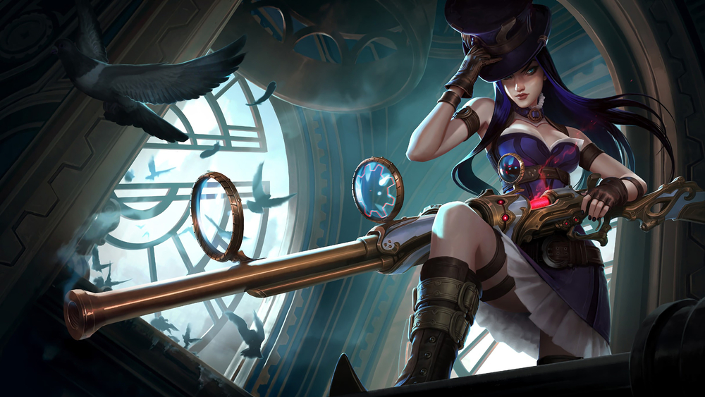 Nữ chiến binh phong cách steampunk trong tháp đồng hồ, 1080x1920, chất lượng HD, hình nền game ấn tượng.