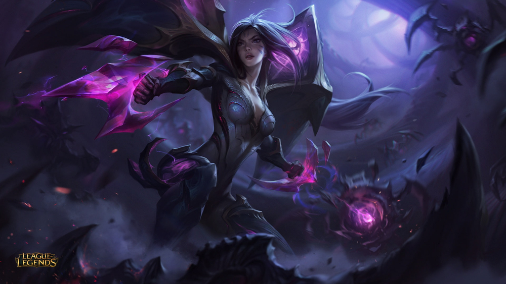 Fantasy warrior in dark, mystical setting, wielding purple energy weapons. 4K HD wallpaper, 1080x1920 resolution.