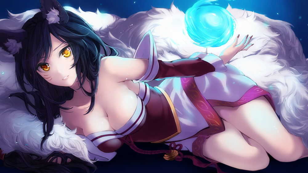 Anime cô gái huyền bí với quả cầu ánh sáng xanh, nền 1080x1920 HD, phong cách nghệ thuật sống động.