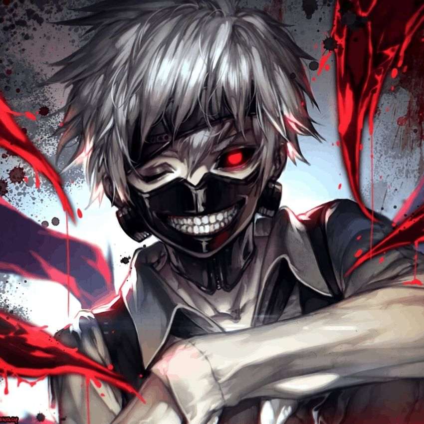 Anime nhân vật bí ẩn với đôi mắt đỏ, nền máu, độ phân giải 1080x1920, hình ảnh HD, phong cách nghệ thuật hấp dẫn.