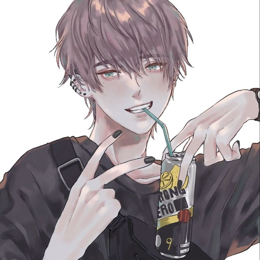 Anime nhân vật cầm lon nước, phong cách trẻ trung. Hình nền HD, độ phân giải 1080x1920, nghệ thuật minh họa.