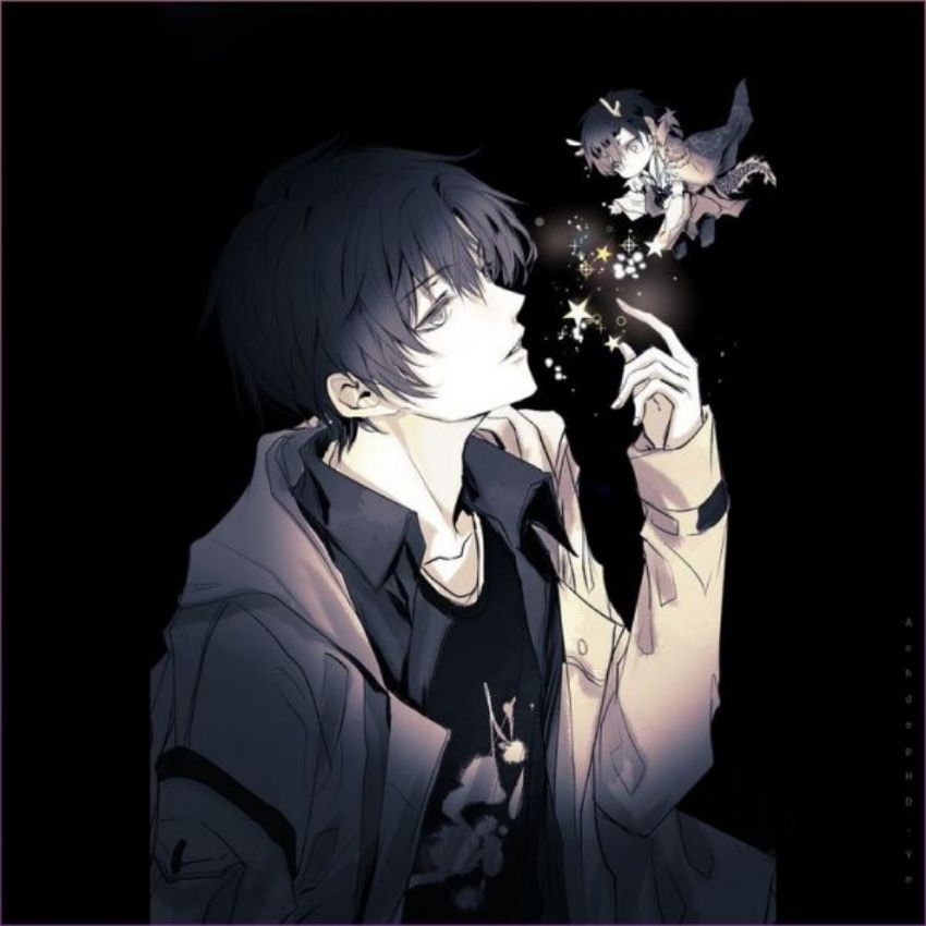 Anime nghệ thuật tối giản với nhân vật và ánh sáng ma thuật, độ phân giải 1080x1920, chất lượng HD, hình nền ấn tượng.