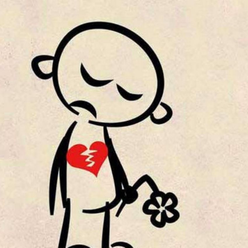 Hình nền hoạt hình trái tim tan vỡ, nét vẽ đơn giản, chủ đề buồn, độ phân giải 1080x1920, chất lượng HD.