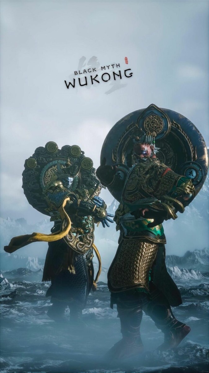 Hình nền game Black Myth Wukong 4K, nhân vật huyền thoại trong trang phục cổ trang, độ phân giải 1080x1920.