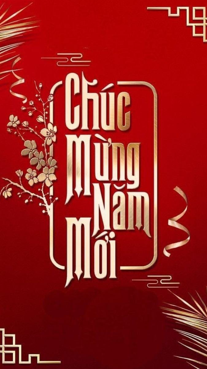 Hình nền Tết chúc mừng năm mới, hoa văn vàng trên nền đỏ, độ phân giải 1200x675, chất lượng HD.