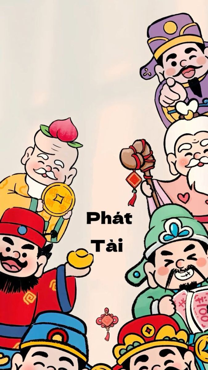 Hình nền hoạt hình Thần Tài Phát Tài, độ phân giải 1080x1920, chất lượng HD, mang lại may mắn và thịnh vượng.