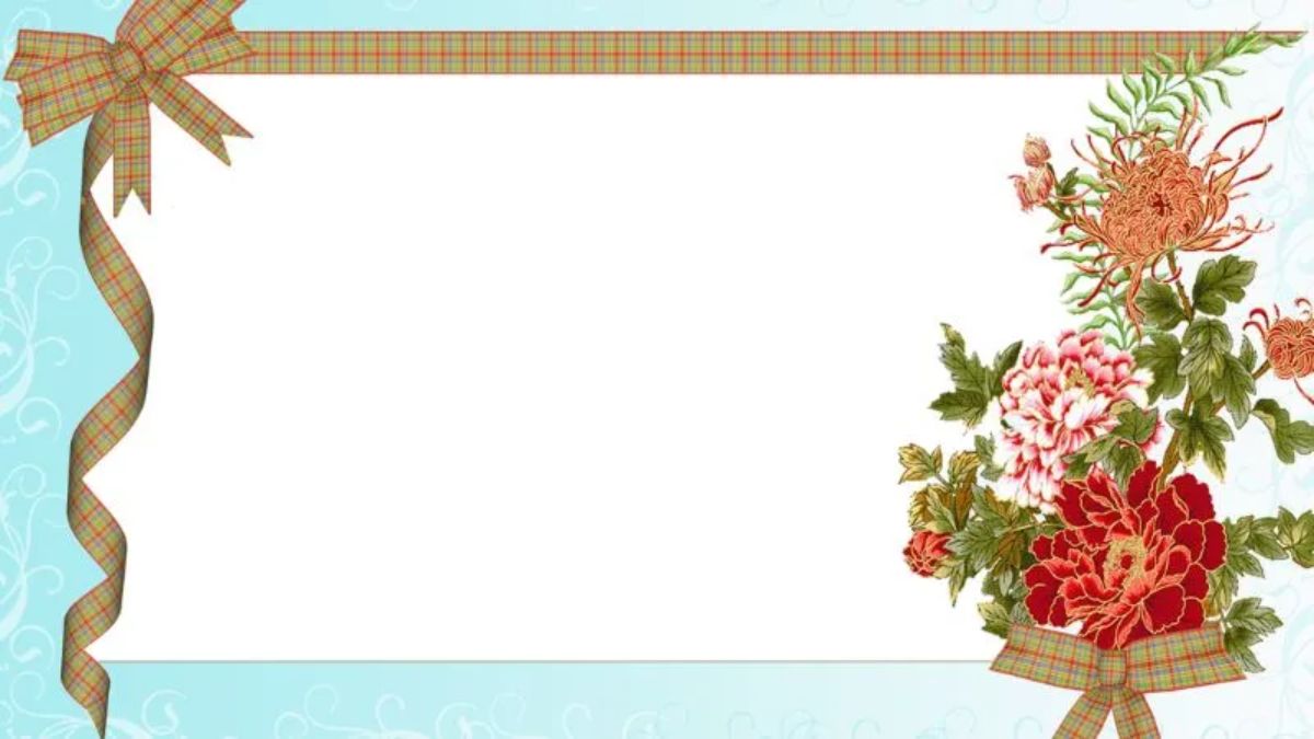 Hình nền hoa văn cổ điển với ruy băng và hoa, độ phân giải 1080x1920 HD, lý tưởng cho thiết kế thiệp mời.